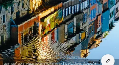 a painting of a reflection of a building in the water at Maison centre historique Le Préau saint Jacques in Castres