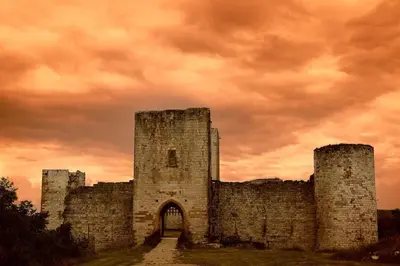 an old castle with a cloudy sky in the background at Lovely Renovated Cottage in Puivert in Puivert