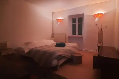 a bedroom with a bed with a bag on it at Charme Zen Ecrin de verdure Fraîcheur Spa in Pezens