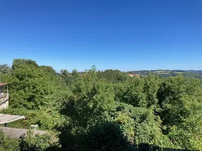 an overhead view of a forest of trees at Maison en pierre dans le Sidobre in Le Bez
