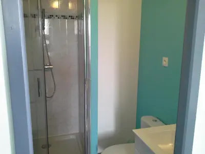 a bathroom with a shower and a toilet at Millot Conilhac in Conilhac-Corbières