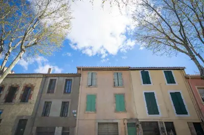 an old building with green shutters on it at L'As de Carreaux in Narbonne
