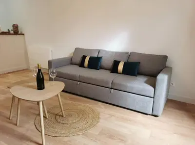 a living room with a couch and a table at Escapade détente au cœur de Pamiers in Pamiers