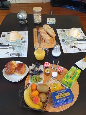 a table with a bunch of food on it at le lorrain in Saint-Pons