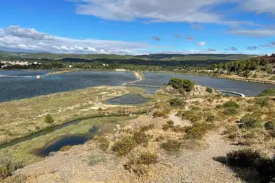 an aerial view of a river in the country at Grande villa de charme proche de la mer in Peyriac-de-Mer