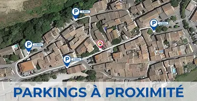 a map of a city with parking signs at Chambre de charme in Cavanac