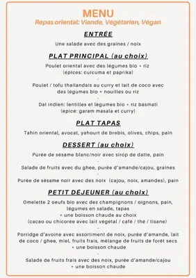 a page of a menu for a restaurant at Zen Experience including Yoga & Healthy food in Ladern-sur-Lauquet