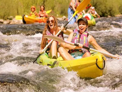 two people in a raft on a river at Peaceful Pyrenees Retreat in Quillan
