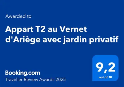 a blue sign with the words aprant au vincent d angel ave at Appart T2 au Vernet d'Ariège avec jardin privatif in Le Vernet