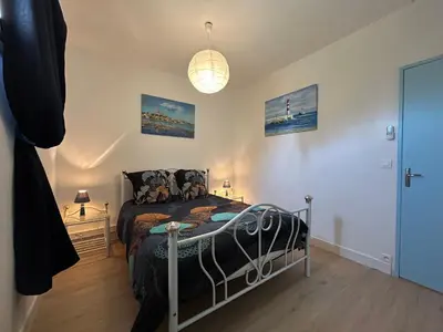 a bedroom with a bed in a room at VILLA AU CALME AVEC PISCINE in Moussan