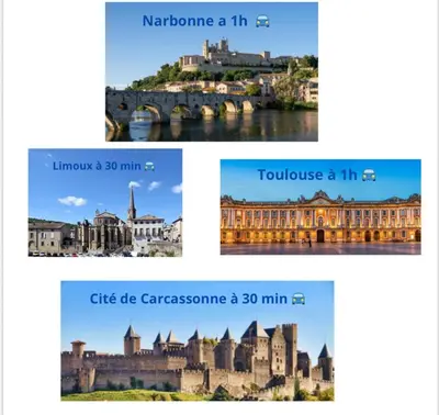 a collage of pictures of cities and castles at Escale à Castelnaudary in Castelnaudary