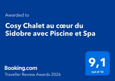 a screenshot of a cell phone with the text overlay at Cosy Chalet au cœur du Sidobre avec Piscine et Spa in Vabre