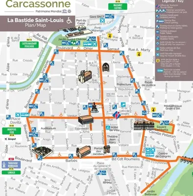 a map of la batteries saint louis train museum at La maison de Camille climatisation parking privé WIFI in Carcassonne