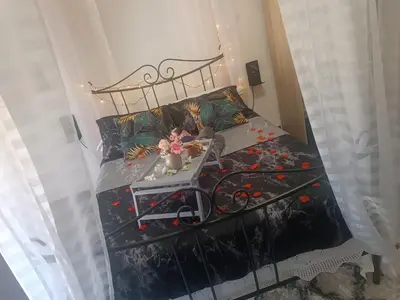 an aerial view of a bed with flowers on it at Jolie maison de village in Capendu