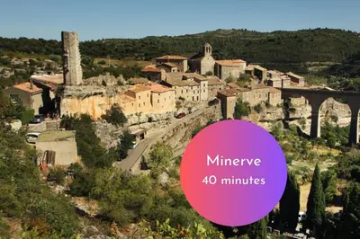 an image of a village with the words minevy minutes at Cachette Secrète & SPA Narbonne in Narbonne
