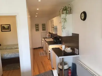 a kitchen with a sink and a counter top at La Barthe Haute in Puycalvel Lautrec