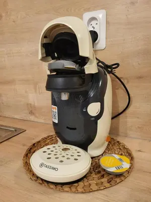 a black and white mixer sitting on a table at Maison de village à la décoration bohème jusqu'à 6 personnes in Viviers-lès-Montagnes