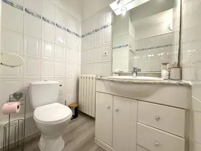 a white bathroom with a toilet and a sink at La Comtale in Carcassonne