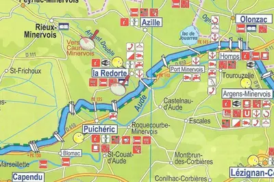 a close up of a map at Château Winery la Batisse le minervois in La Redorte