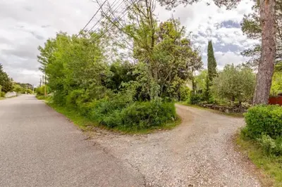 a dirt road with trees and bushes on the side at Chez Claudie et Jacques in Ventenac-Cabardès