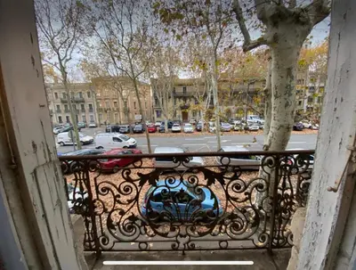 an open window with a view of a parking lot at 2 bedrooms apartment - Perfect for a city getaway in Carcassonne