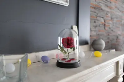 a red rose in a glass jar on a counter at Centre Ville -Cosy 2 pièces-Clim-AF in Carcassonne