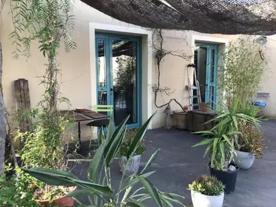 a front door of a house with plants at BelCiano (ancien Toit Vert) in Fitou