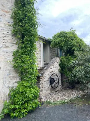 a house with ivy growing on the side of it at Moulin de l’Arcas in Prémian
