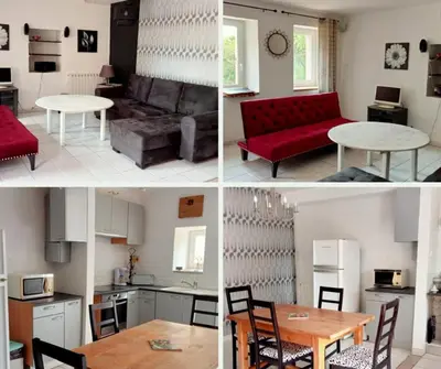 four different pictures of a kitchen and a living room at Domaine Castel Negre Alet Les Bains in Alet-les-Bains