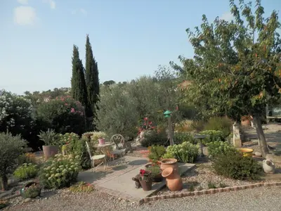 a garden with a lot of plants and trees at Maison de Laura in Salsigne