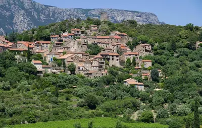 a village on the side of a mountain at Lovely Home In Saint-Laurent-De-La-Ca in Saint-Laurent-de-la-Cabrerisse
