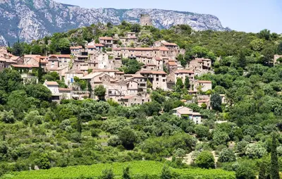 a village on the side of a mountain at 2 Bedroom Stunning Home In Saint-Laurent-De-La-Ca in Saint-Laurent-de-la-Cabrerisse