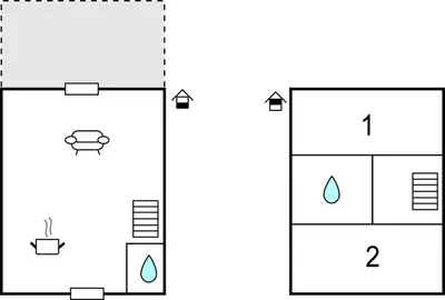 a diagram of a house with two different views at 2 Bedroom Stunning Home In Saint-Laurent-De-La-Ca in Saint-Laurent-de-la-Cabrerisse
