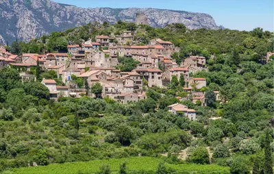 a village on the side of a mountain at Lovely Home In Stlaurent-De-La-Cabr in Saint-Laurent-de-la-Cabrerisse