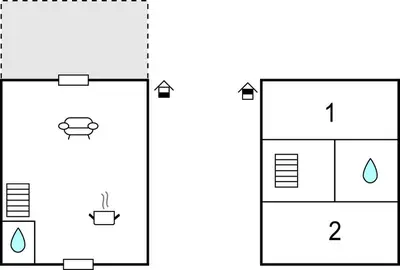 a diagram of a house with two different views at Pet Friendly Home In Saint-Laurent-De-La-Ca in Saint-Laurent-de-la-Cabrerisse