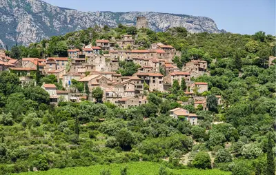 a village on the side of a mountain at 2 Bedroom Cozy Home In Saint-Laurent-De-La-Ca in Saint-Laurent-de-la-Cabrerisse