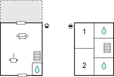 two diagrams showing the process of converting a building into a house at Lovely Home In Saint-Laurent-De-La-Ca in Saint-Laurent-de-la-Cabrerisse