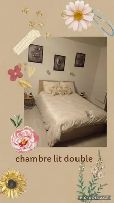 a bedroom with a bed with yellow sheets and stars at Maison Les Hirondelles in Carcassonne