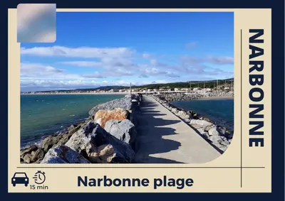 a picture of a pier next to the ocean at L’Albizia- Centre -TV WIFI-Cozy in Narbonne