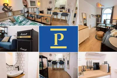 a collage of photos of a living room and a house at L’Albizia- Centre -TV WIFI-Cozy in Narbonne