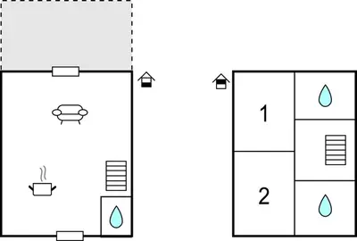 two diagrams showing the process of converting a building into a house at 2 Bedroom Lovely Home In Saint-Laurent-De-La-Ca in Saint-Laurent-de-la-Cabrerisse