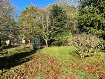 a yard with trees and a field with grass at Borie Grande in Saint-Denis