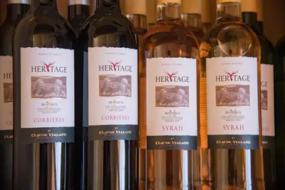 four bottles of wine sitting on a shelf at Château Ciceron in Ribaute