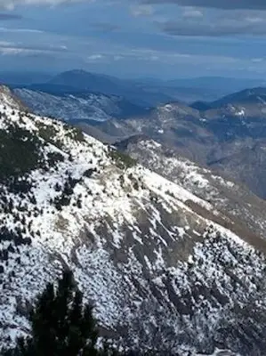 a view of a mountain with snow on it at Bol d'air à Mijanès in Mijanès