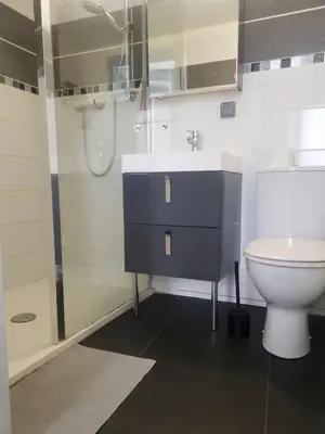 a bathroom with a sink and a toilet at Escapade cœur de ville Narbonne in Narbonne