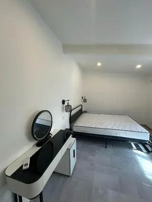 a bedroom with a bed and a mirror in it at Gite à moins de 10 minutes de la cité médiévale de Carcassonne in Carcassonne