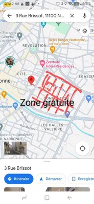 a close up of a map of a city at Studio Cosy Climatisé Centre Ville faites tout à Pied in Narbonne