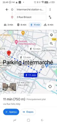 a screenshot of a google map with the words parking information at Studio Cosy Climatisé Centre Ville faites tout à Pied in Narbonne