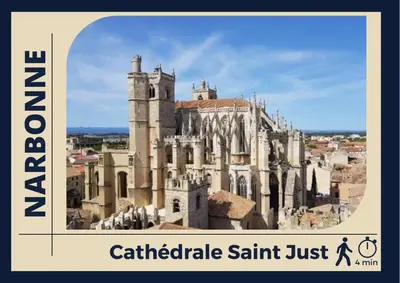 a picture of a cathedral with the words catholic saint just at Hypercentre - Proche Parking Gratuit - Fibre - Calme in Narbonne