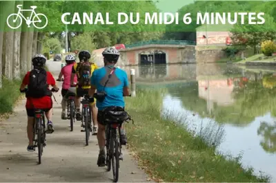 a group of people riding bikes down a path at Pierre Lauragaise in Avignonet-de-Lauragais